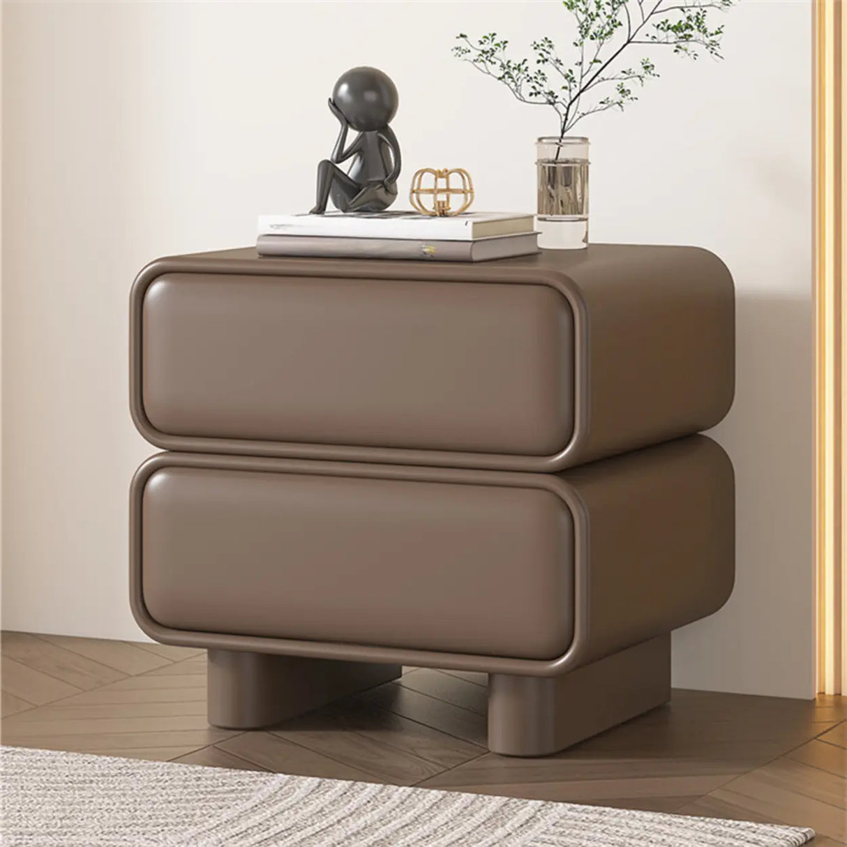 Morandi Faux Leather Countertop Wood Kids Nightstand Image - 16