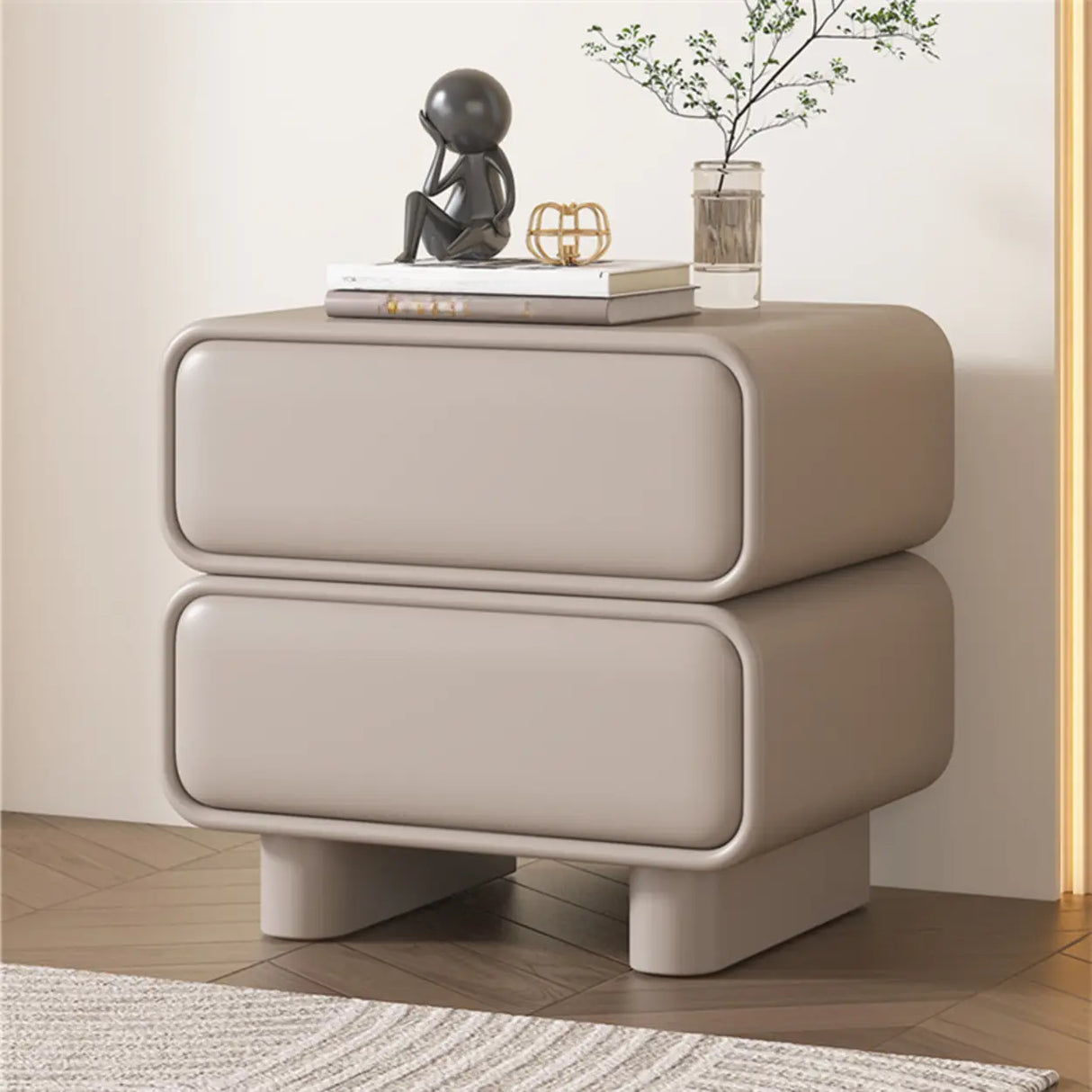 Morandi Faux Leather Countertop Wood Kids Nightstand Image - 17