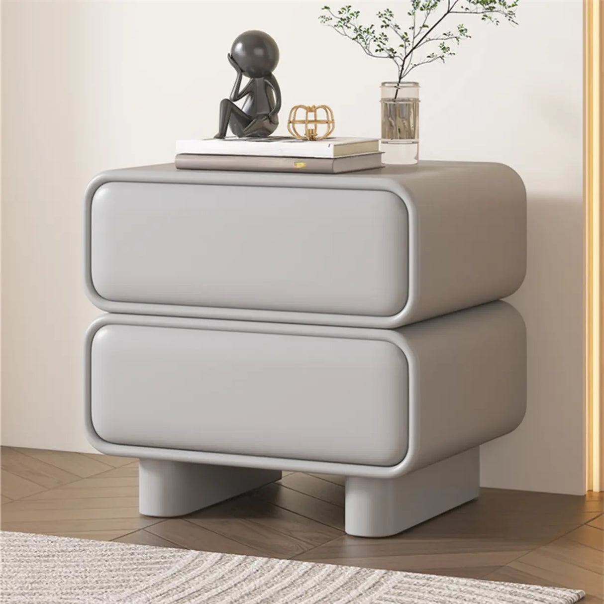 Morandi Faux Leather Countertop Wood Kids Nightstand Image - 18