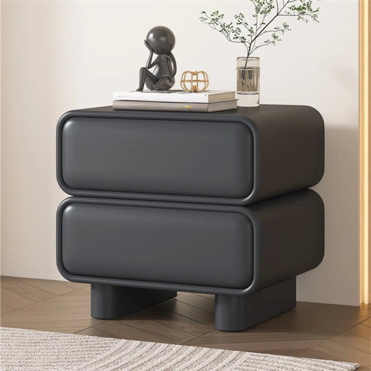 Morandi Faux Leather Countertop Wood Kids Nightstand Image - 19