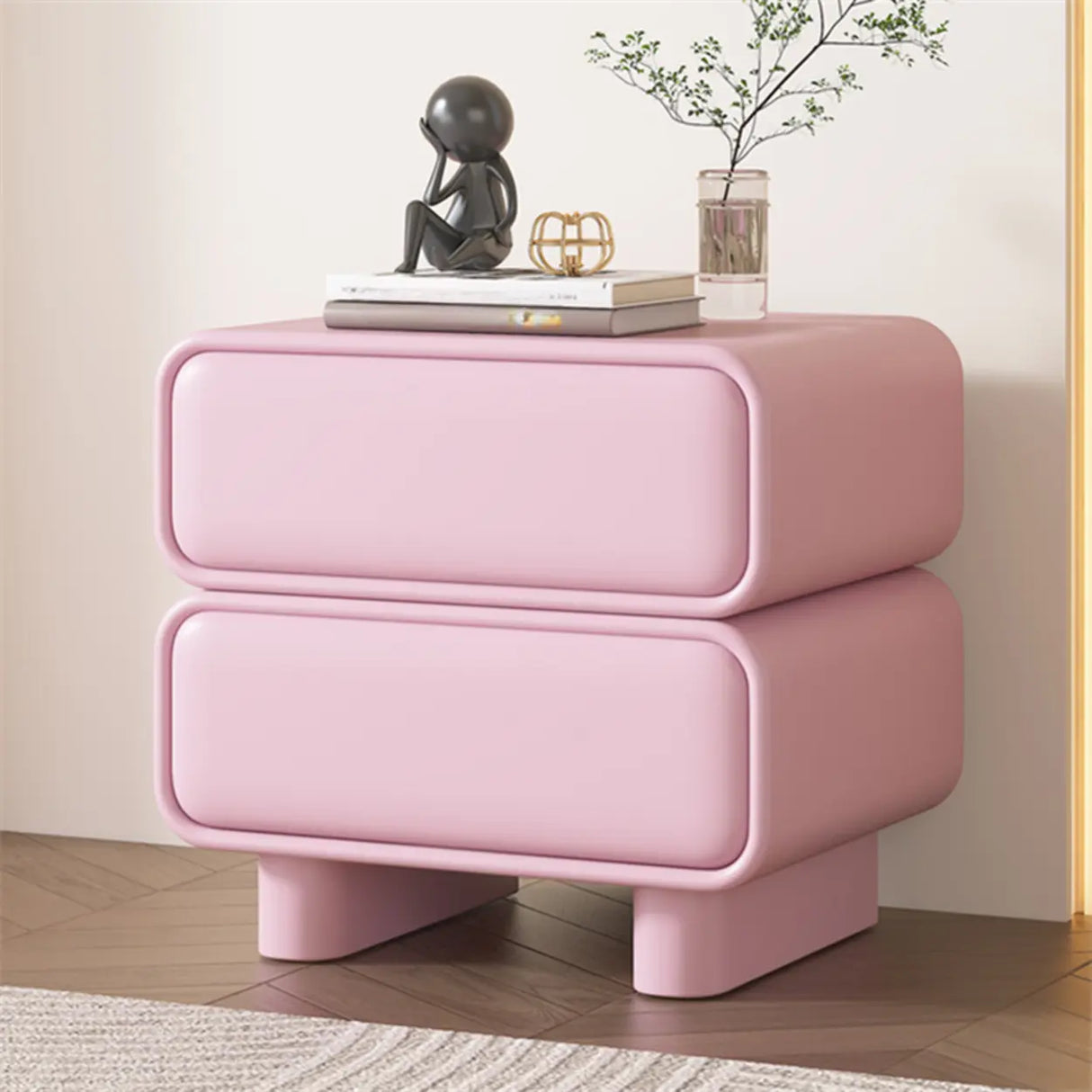 Morandi Faux Leather Countertop Wood Kids Nightstand Image - 20