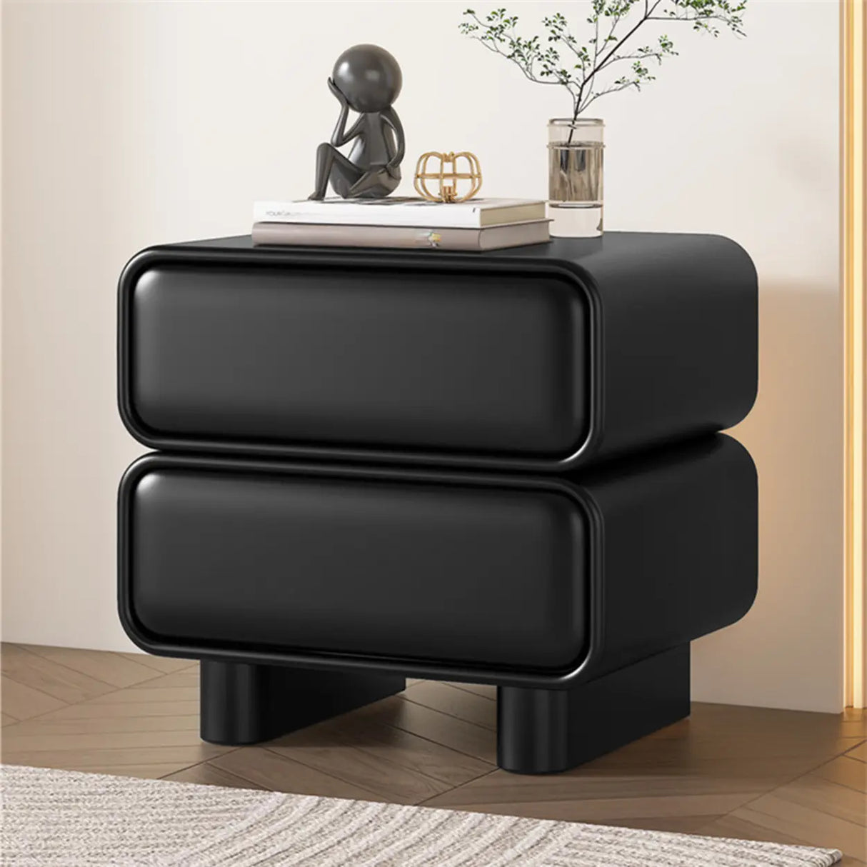 Morandi Faux Leather Countertop Wood Kids Nightstand Image - 21