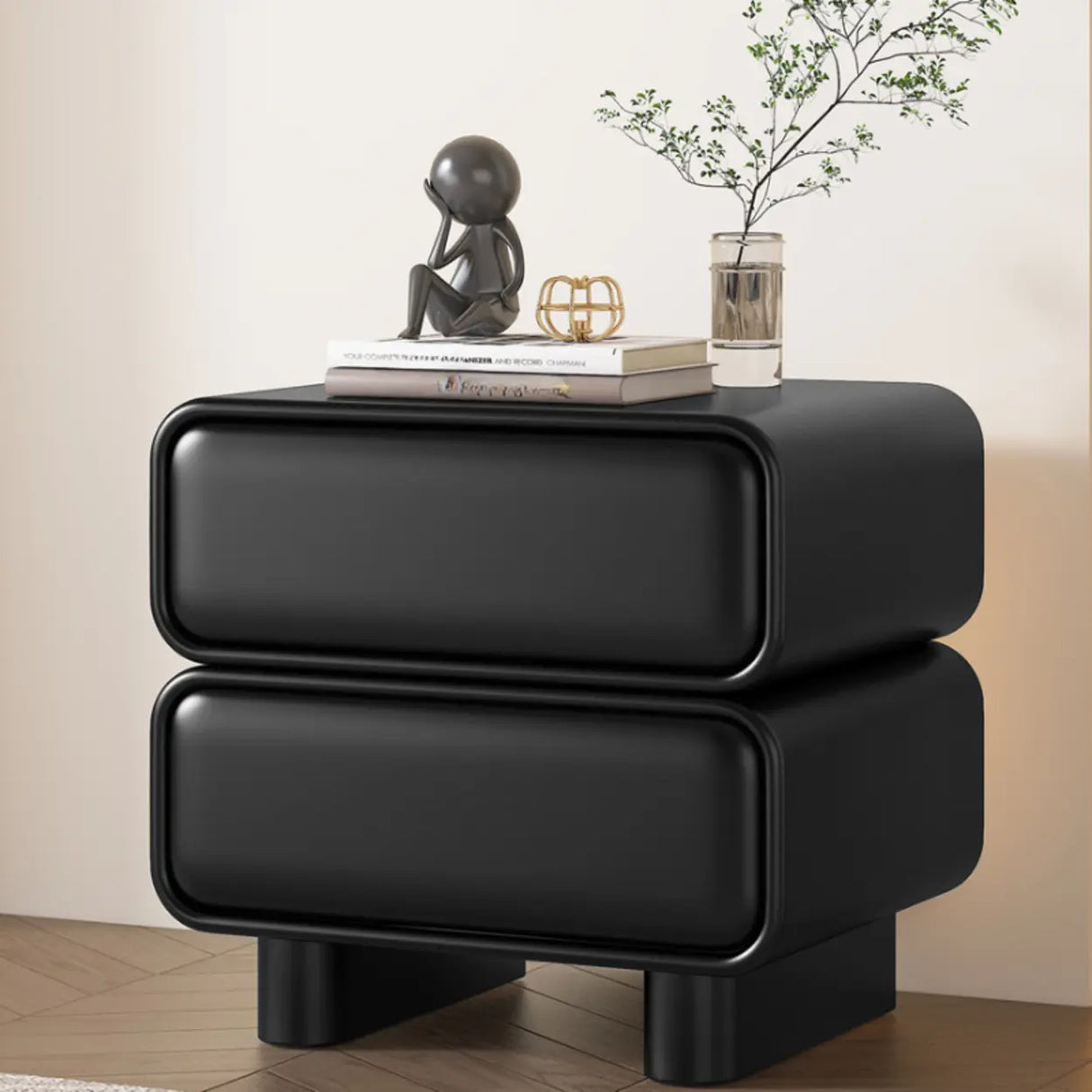 Morandi Faux Leather Countertop Wood Kids Nightstand Image - 1