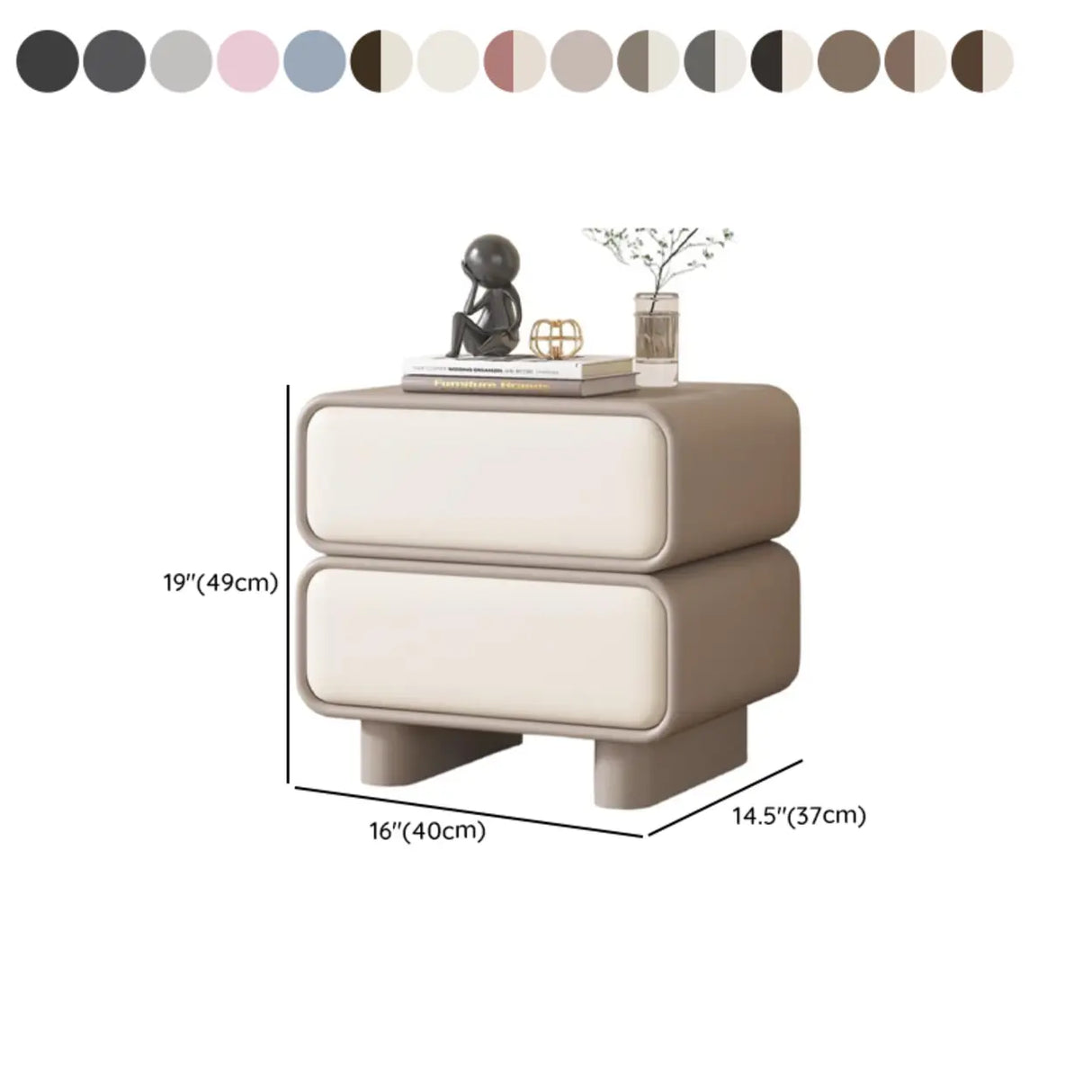 Morandi Faux Leather Countertop Wood Kids Nightstand Image - 24