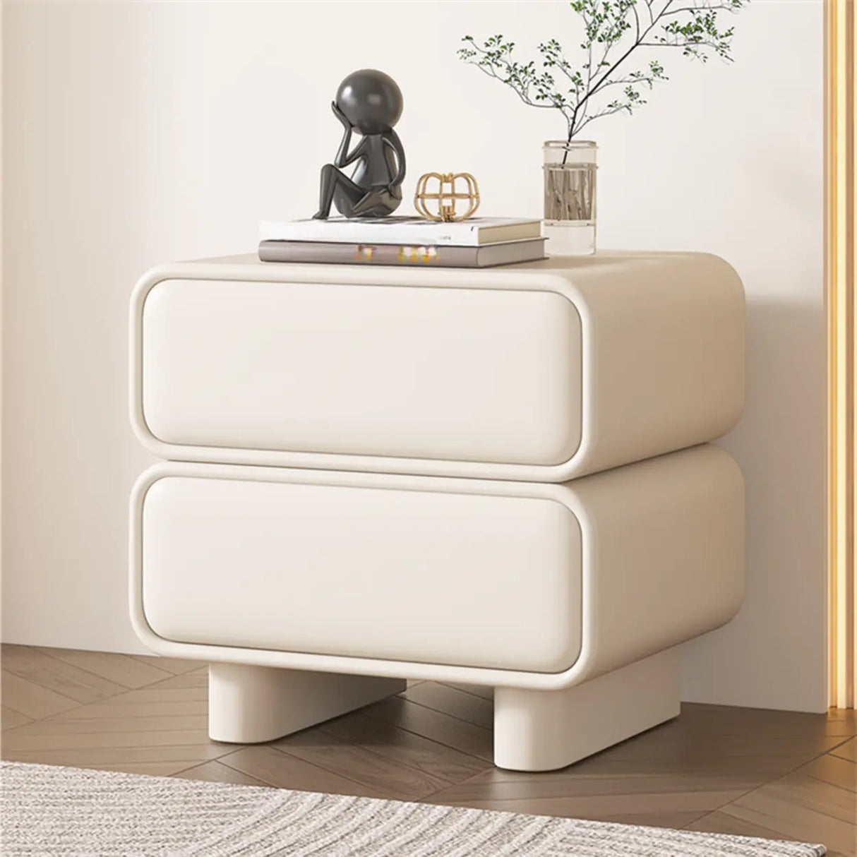 Morandi Faux Leather Countertop Wood Kids Nightstand Image - 4