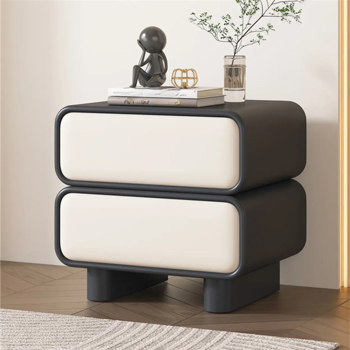 Morandi Faux Leather Countertop Wood Kids Nightstand Image - 7