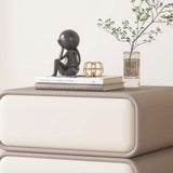 Morandi Faux Leather Countertop Wood Kids Nightstand Image - 8