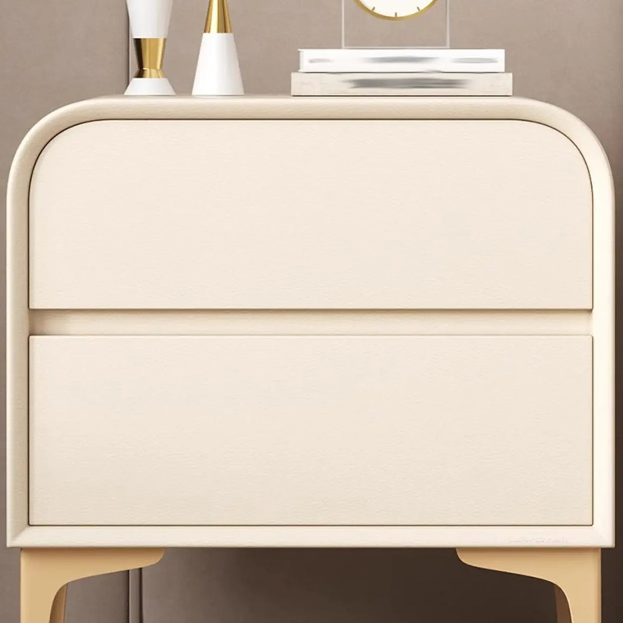 Morandi Faux Leather Top Kids Nightstand with Legs Image - 10