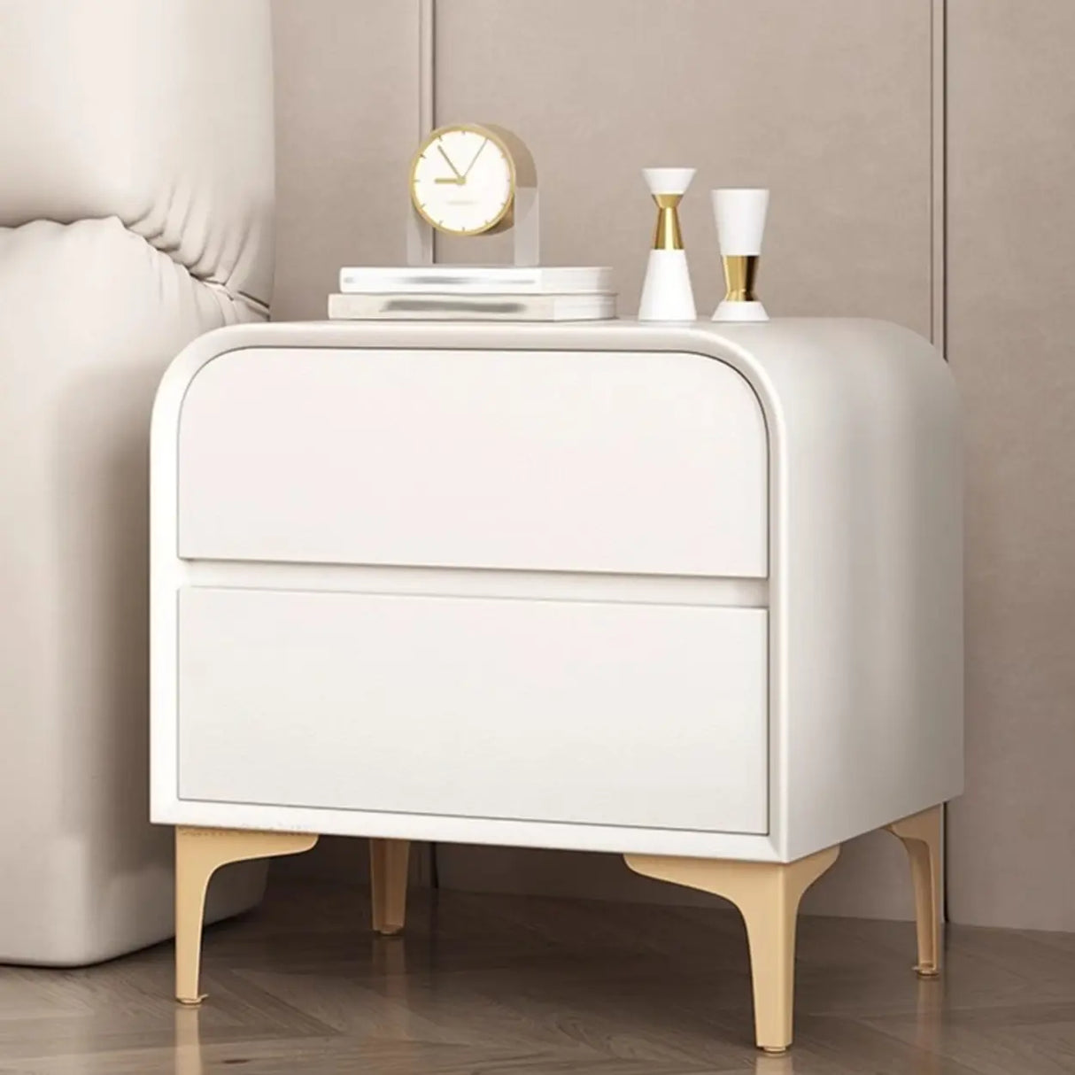 Morandi Faux Leather Top Kids Nightstand with Legs Image - 3