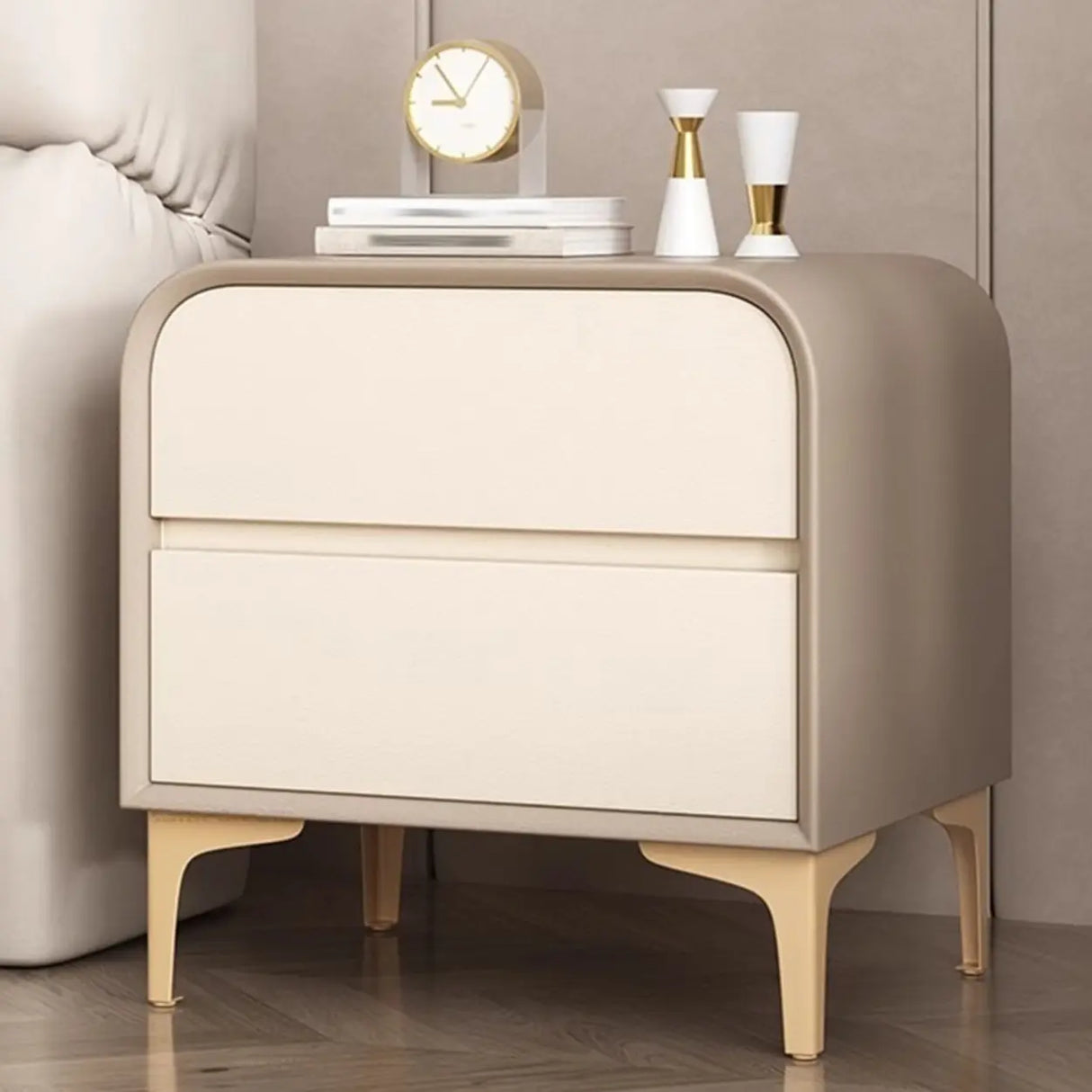 Morandi Faux Leather Top Kids Nightstand with Legs Image - 5