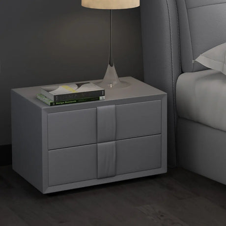 Morandi Leather Frame Kids Nightstand with Two Drawers Image - 1