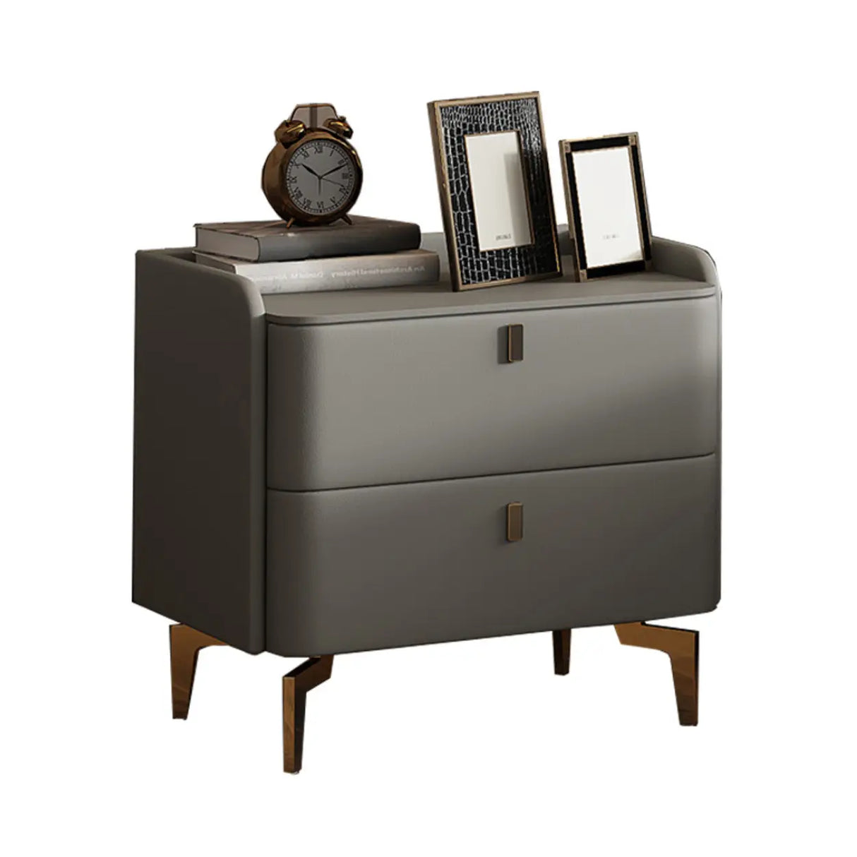 Morandi Leather Frame Kids Nightstand with Two Drawers Image - 13