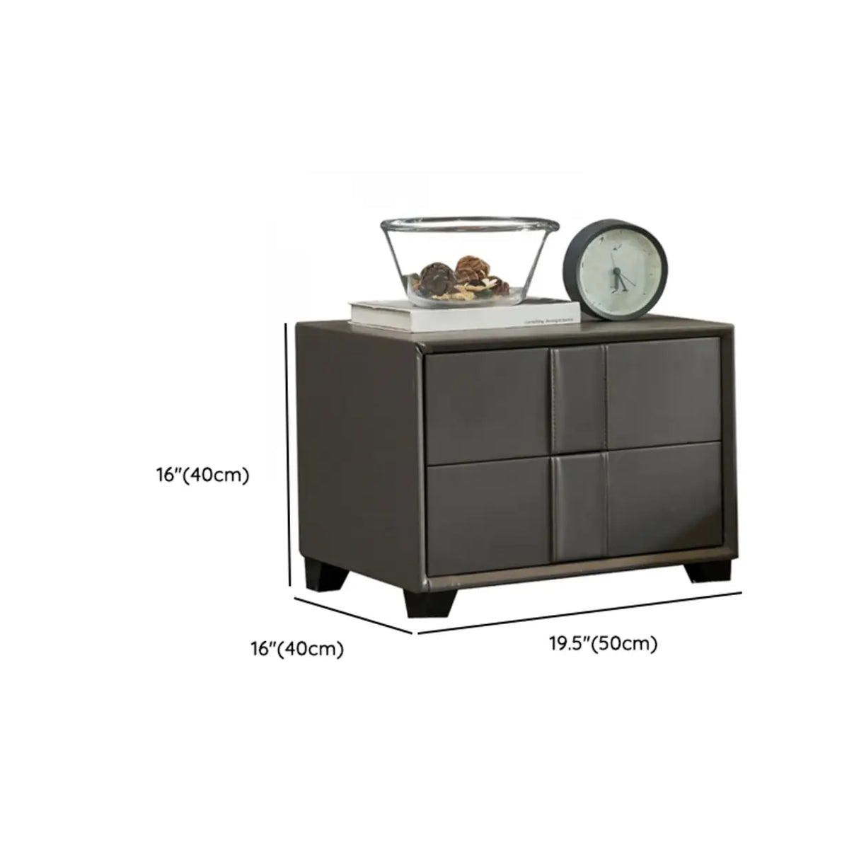 Morandi Leather Frame Kids Nightstand with Two Drawers Image - 18