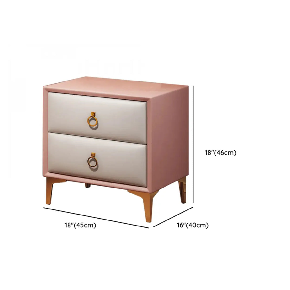 Morandi Leather Frame Kids Nightstand with Two Drawers Image - 20
