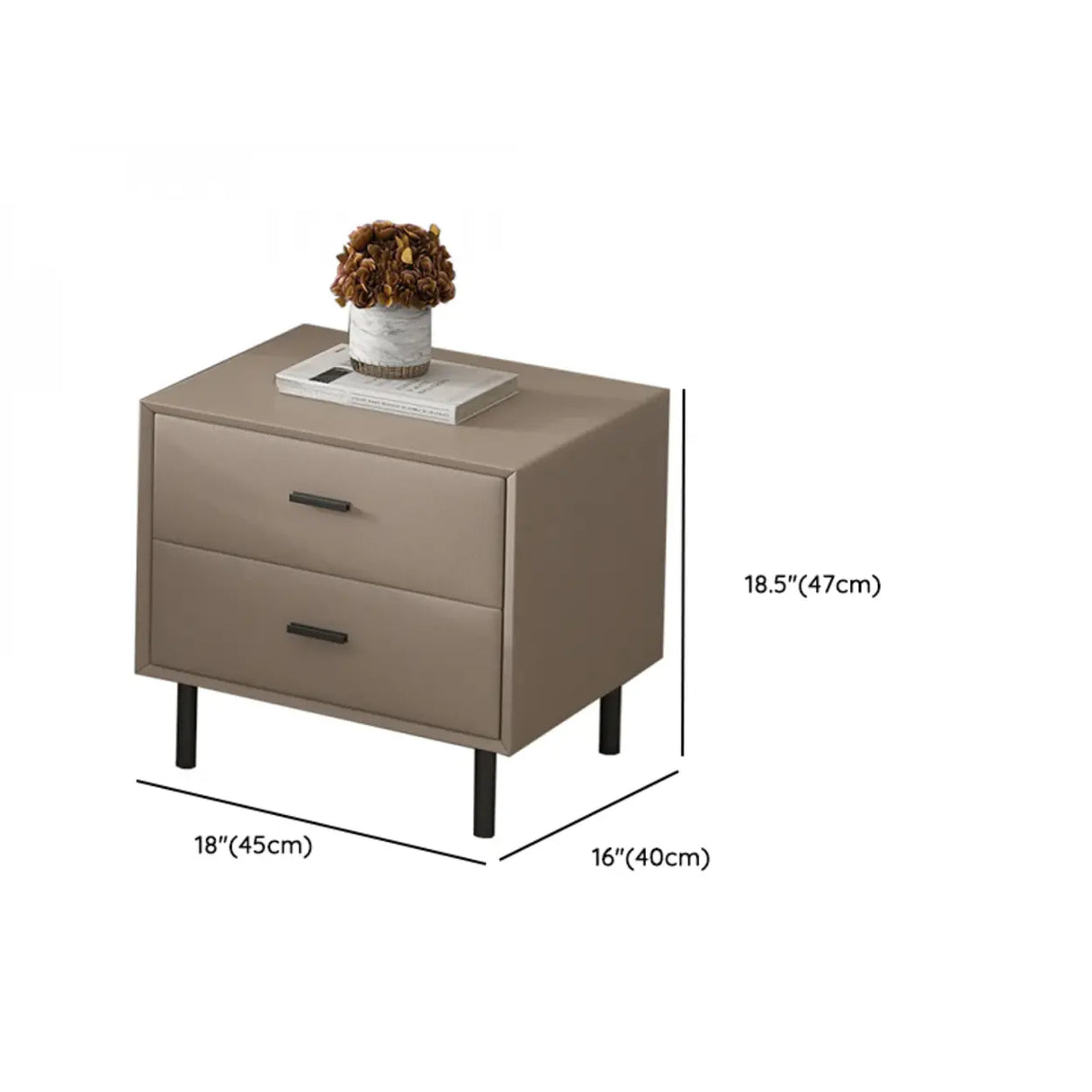 Morandi Leather Frame Kids Nightstand with Two Drawers Image - 24