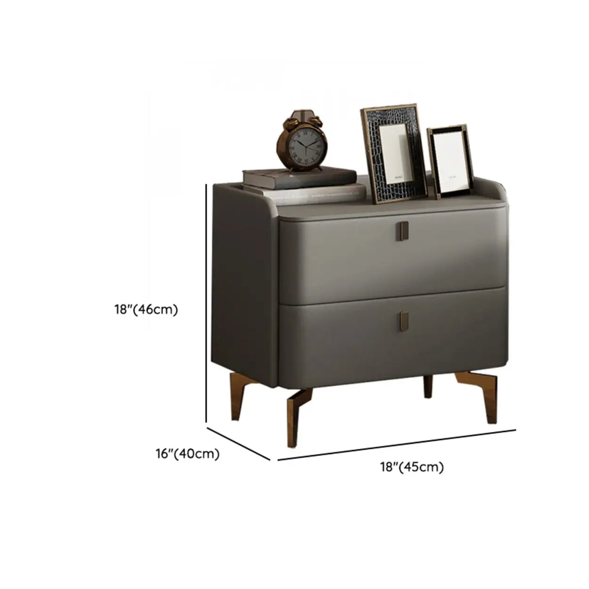 Morandi Leather Frame Kids Nightstand with Two Drawers Image - 27
