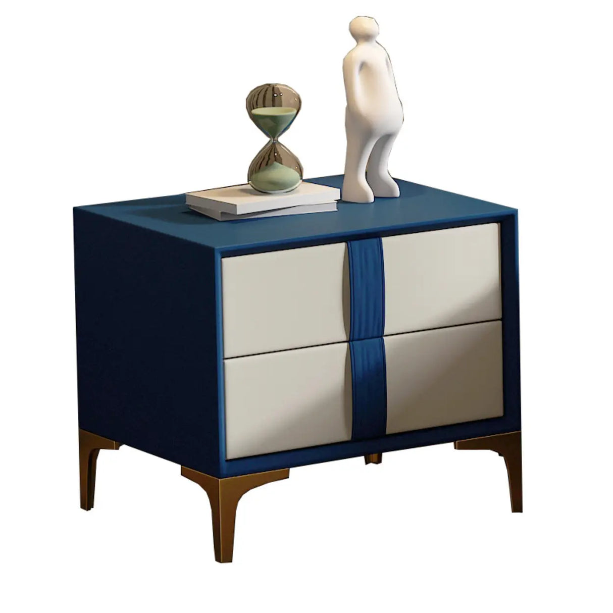 Morandi Leather Frame Kids Nightstand with Two Drawers Image - 3