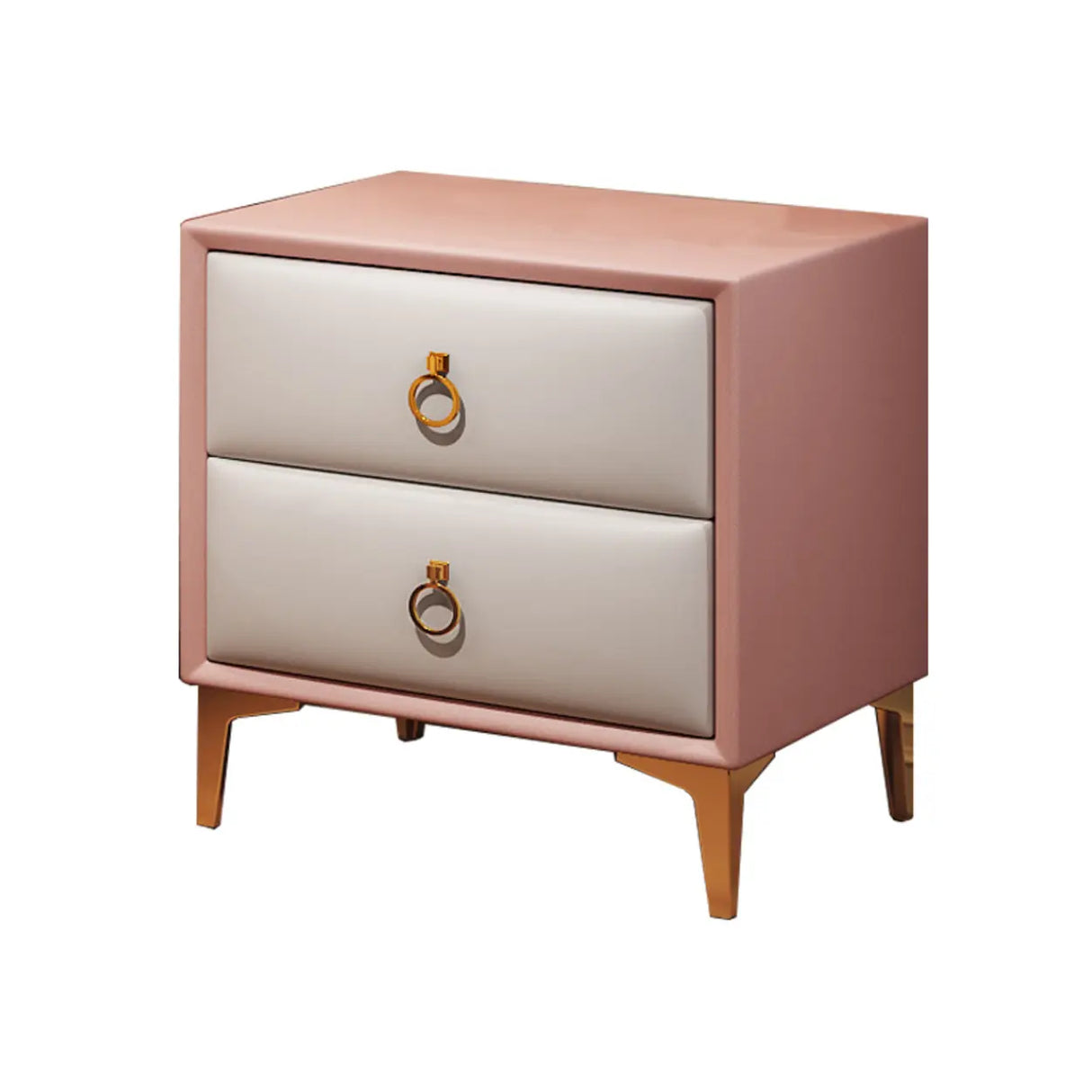 Morandi Leather Frame Kids Nightstand with Two Drawers Image - 5