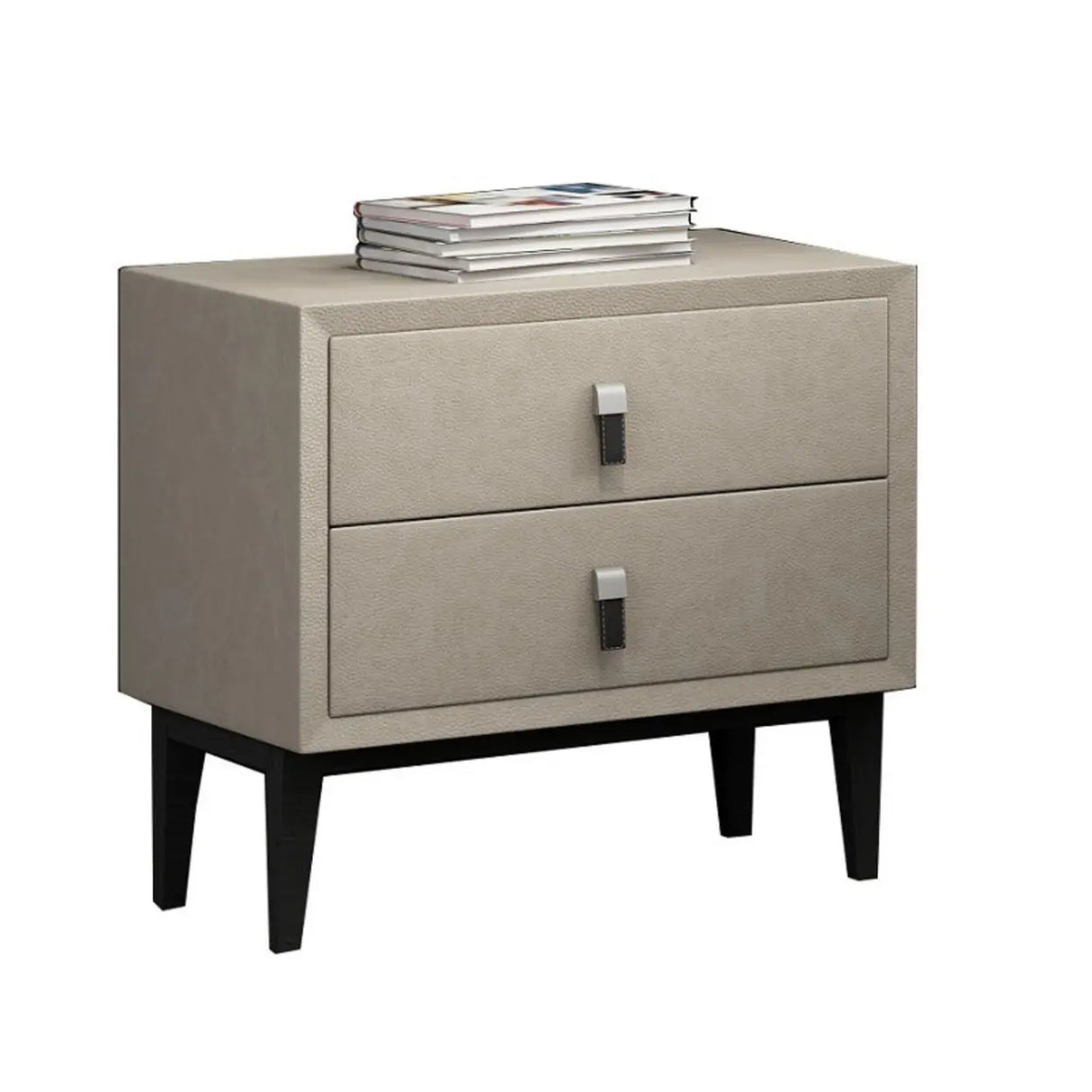 Morandi Leather Frame Kids Nightstand with Two Drawers Image - 9