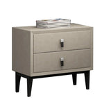 Morandi Leather Frame Kids Nightstand with Two Drawers Image - 9