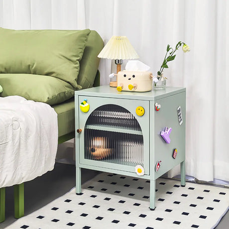 Morandi Stainless Steel Kids Nightstand with Shelf Image - 1