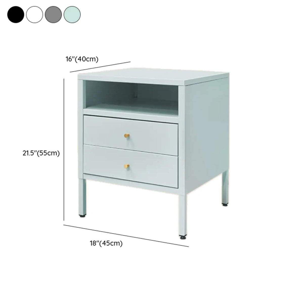 Morandi Stainless Steel Kids Nightstand with Shelf 