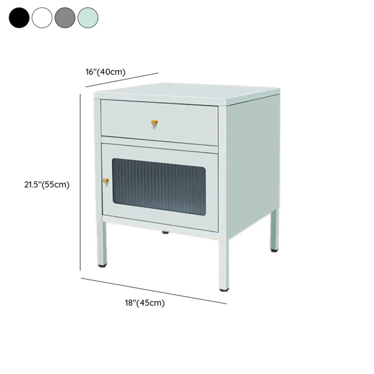 Morandi Stainless Steel Kids Nightstand with Shelf Image - 17