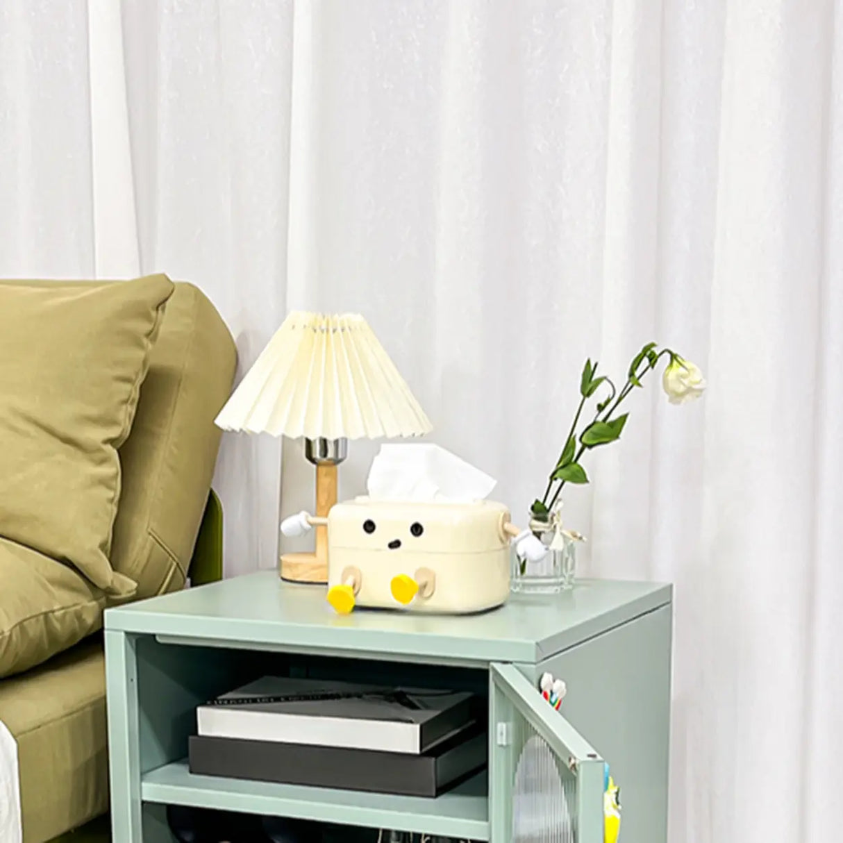 Morandi Stainless Steel Kids Nightstand with Shelf Image - 8