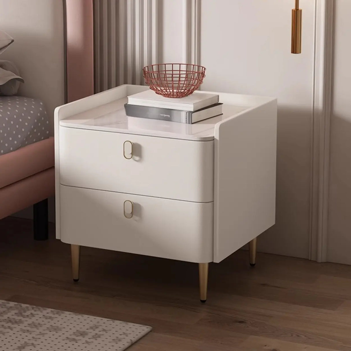 Morandi Stone Countertop Wood Storage Kids Nightstand Image - 15