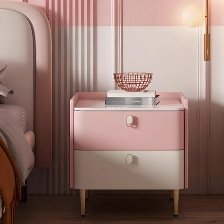 Morandi Stone Countertop Wood Storage Kids Nightstand Image - 1