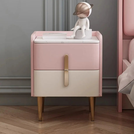 Morandi Stone Countertop Wood Storage Kids Nightstand Image - 2