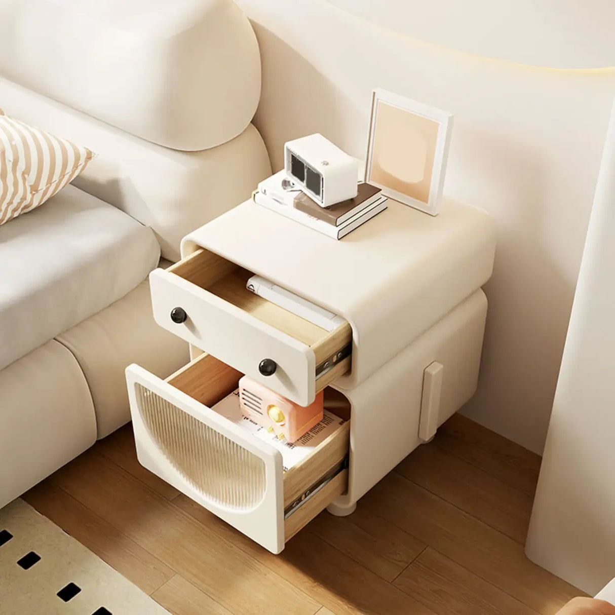 Morandi Theme Faux Leather Short Height Kids Nightstand Image - 4