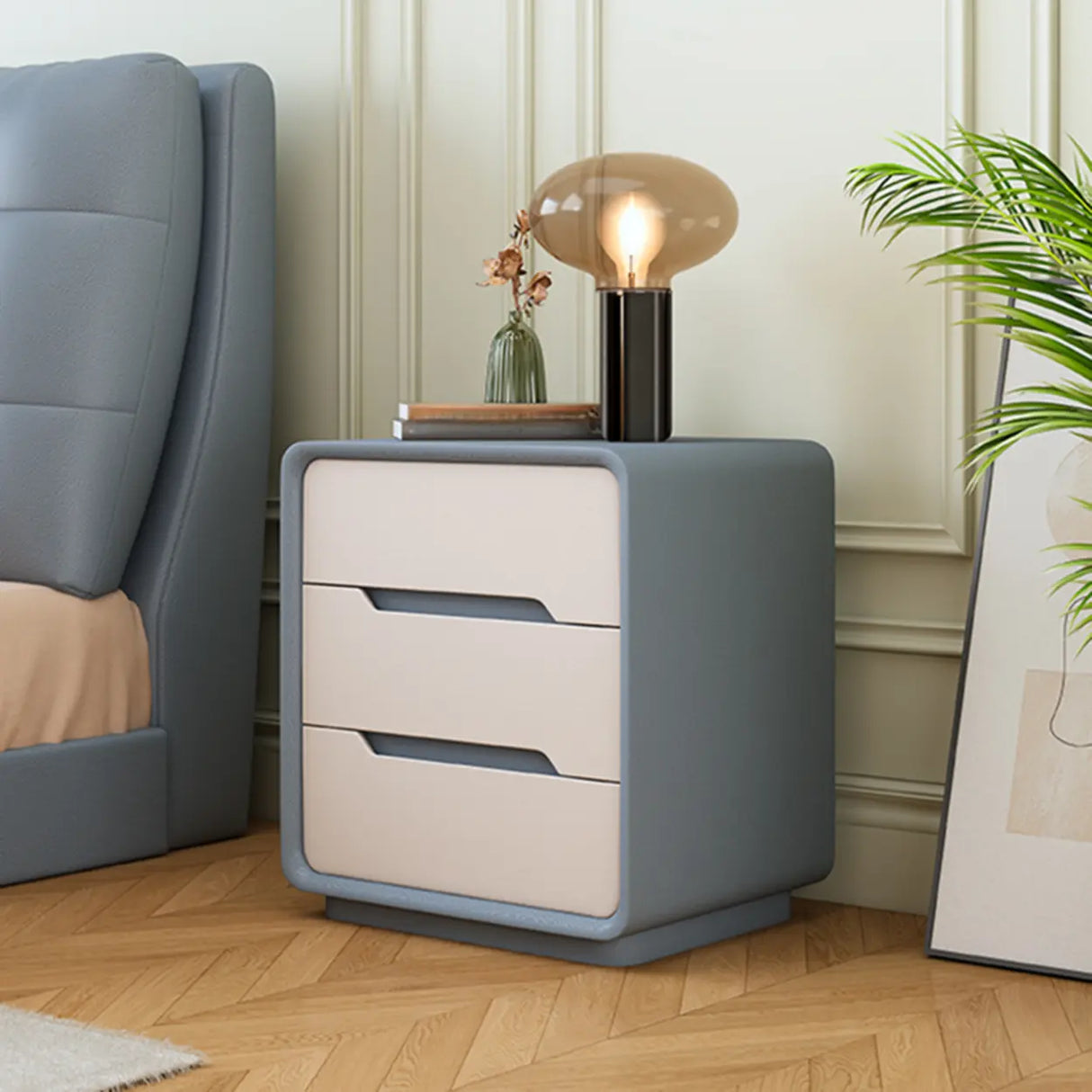 Morandi Theme Faux Leather Tip Resistant Kids Nightstand Image - 12