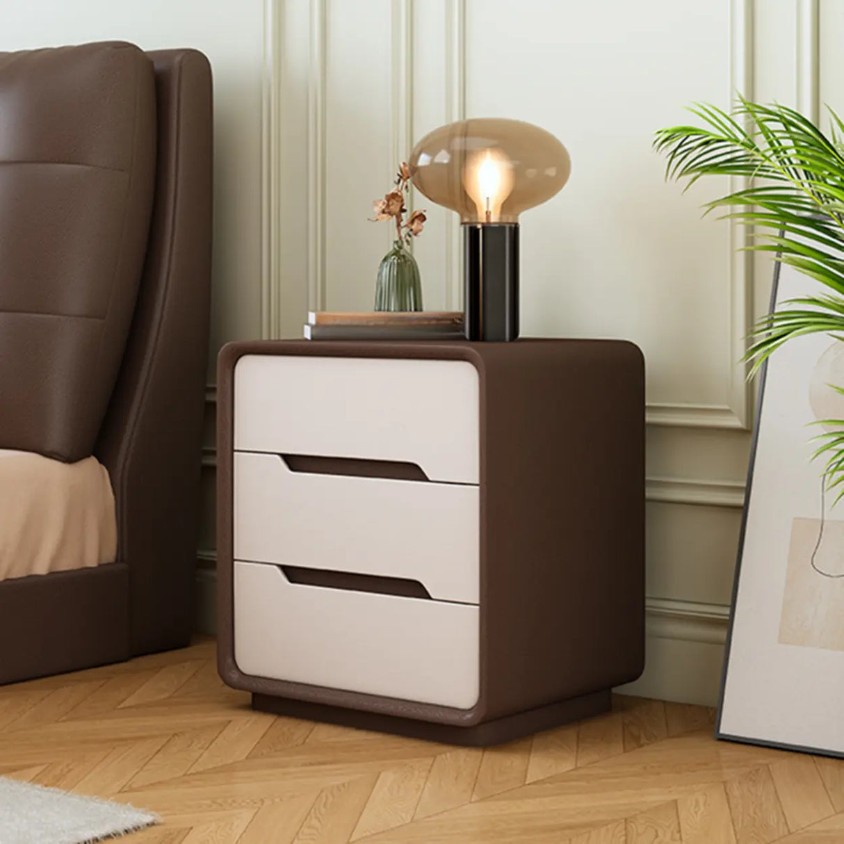 Morandi Theme Faux Leather Tip Resistant Kids Nightstand Image - 17