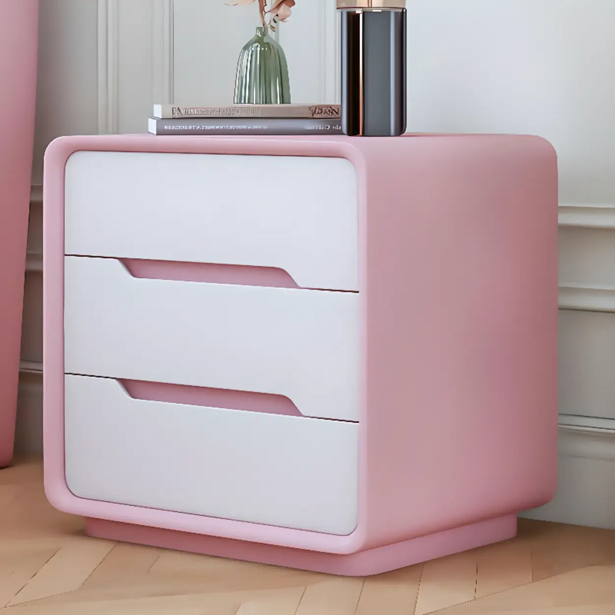 Morandi Theme Faux Leather Tip Resistant Kids Nightstand Image - 3