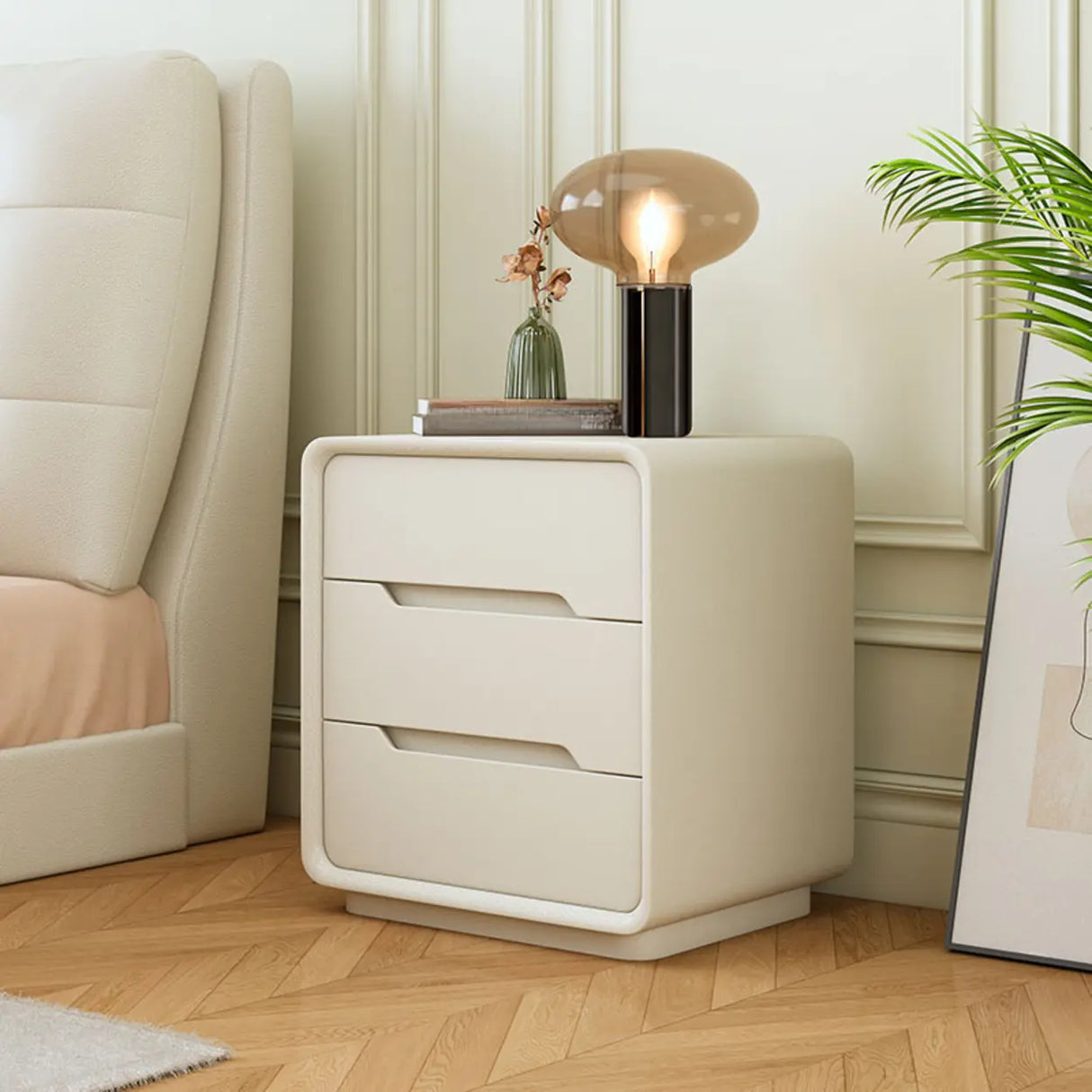 Morandi Theme Faux Leather Tip Resistant Kids Nightstand Image - 4