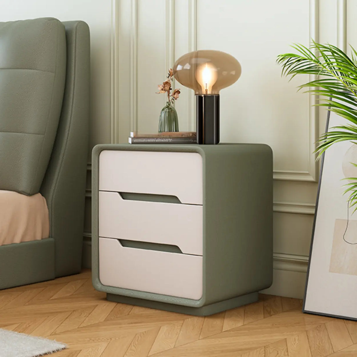 Morandi Theme Faux Leather Tip Resistant Kids Nightstand Image - 8