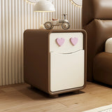 Morandi Theme Faux Leather Top Drawers Kids Nightstand Image - 11