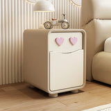 Morandi Theme Faux Leather Top Drawers Kids Nightstand Image - 17