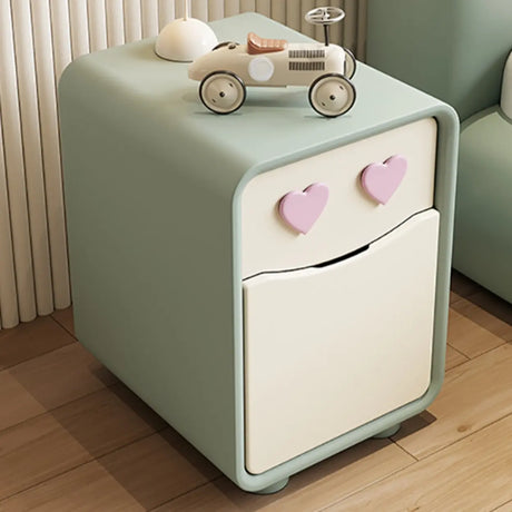Morandi Theme Faux Leather Top Drawers Kids Nightstand Image - 1