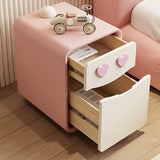 Morandi Theme Faux Leather Top Drawers Kids Nightstand Image - 3