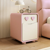 Morandi Theme Faux Leather Top Drawers Kids Nightstand Image - 7