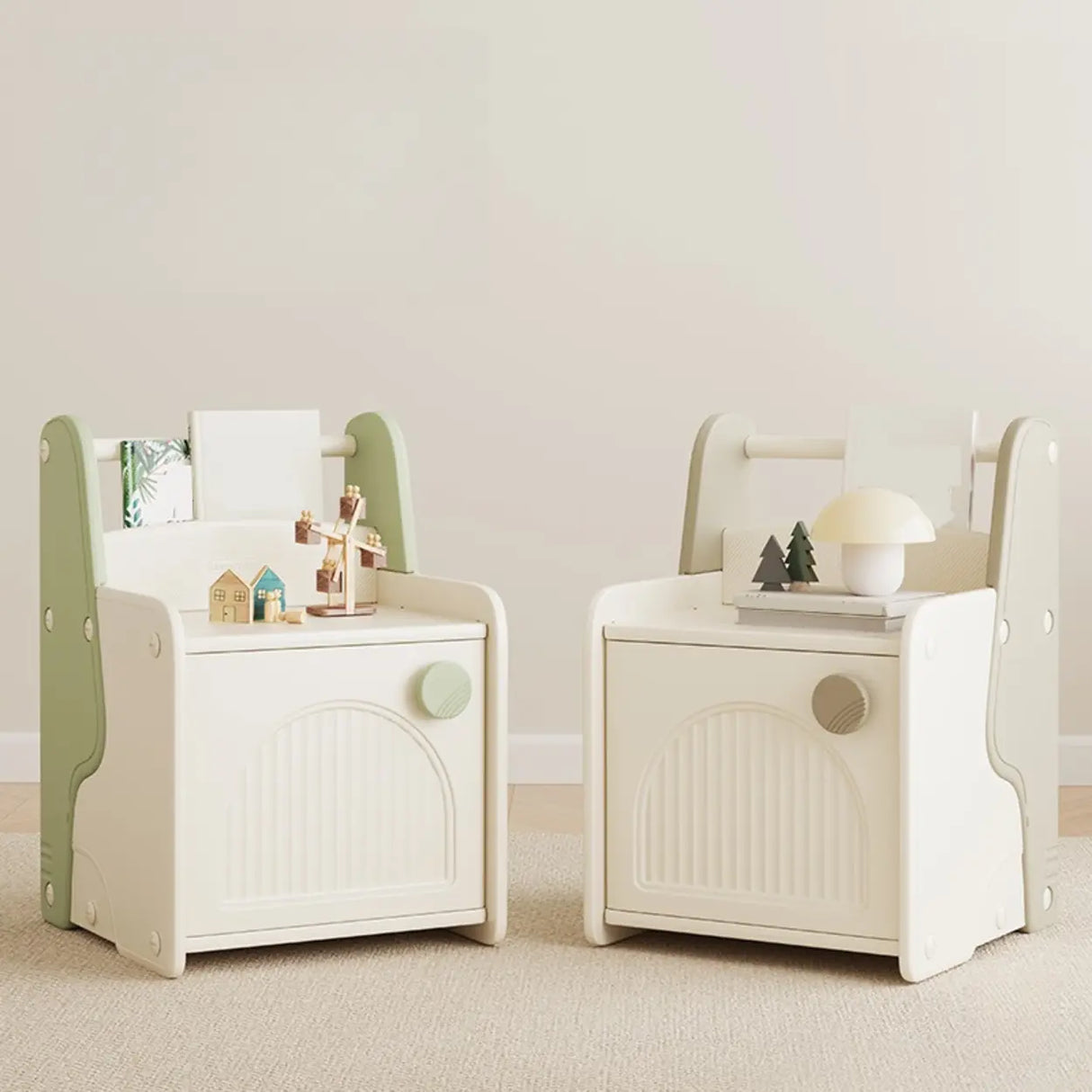 Morandi Theme Kids Nightstand with Cabinets Storage Image - 1