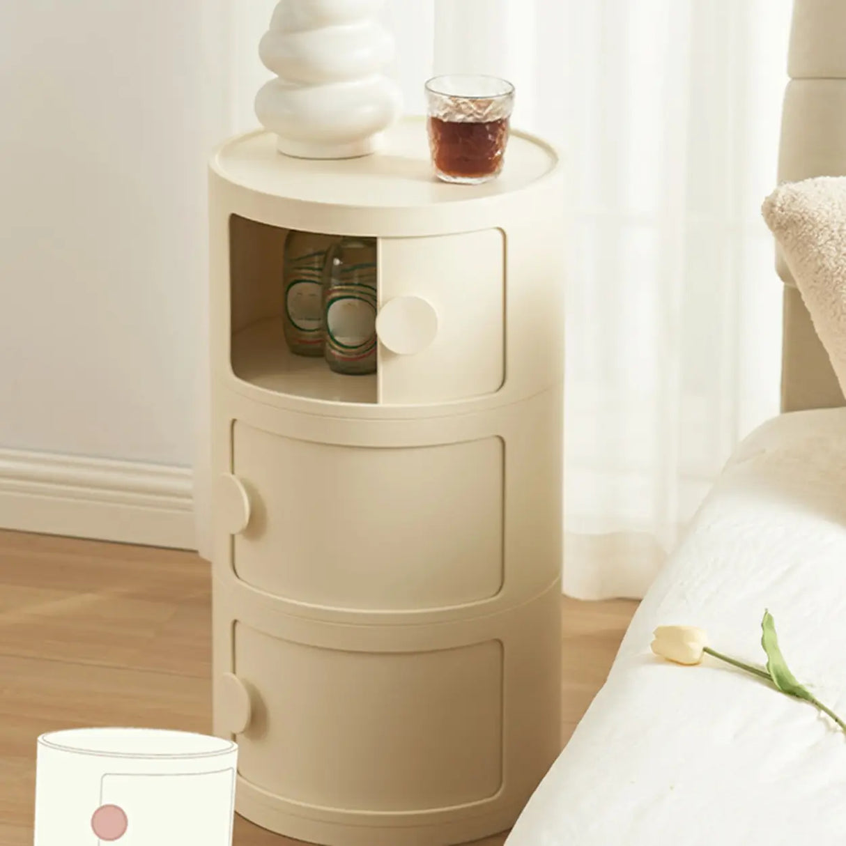 Morandi Theme Tip Resistant Cabinets Kids Nightstand Image - 7