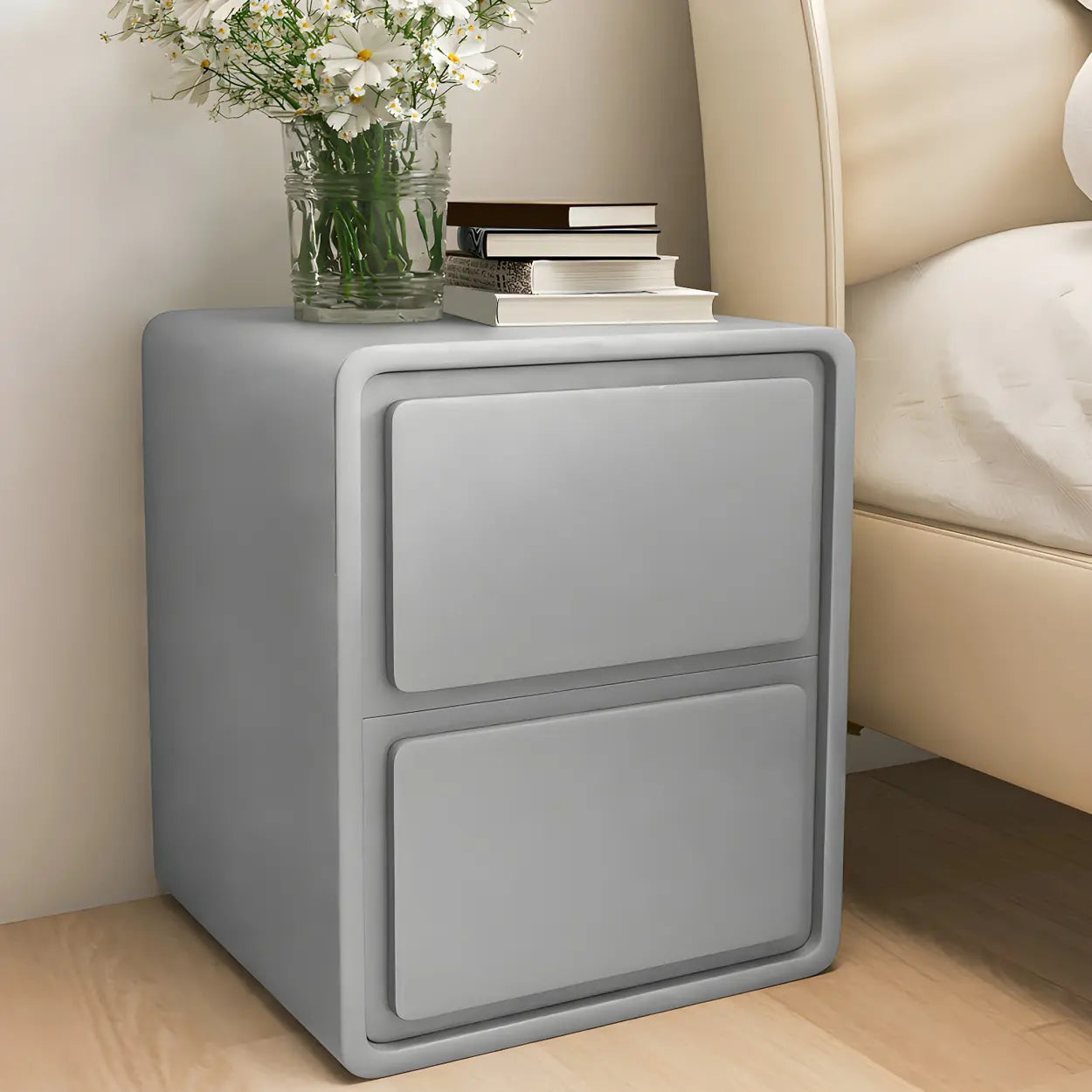 Morandi Theme Wood Drawers Storage Kids Nightstand Image - 1