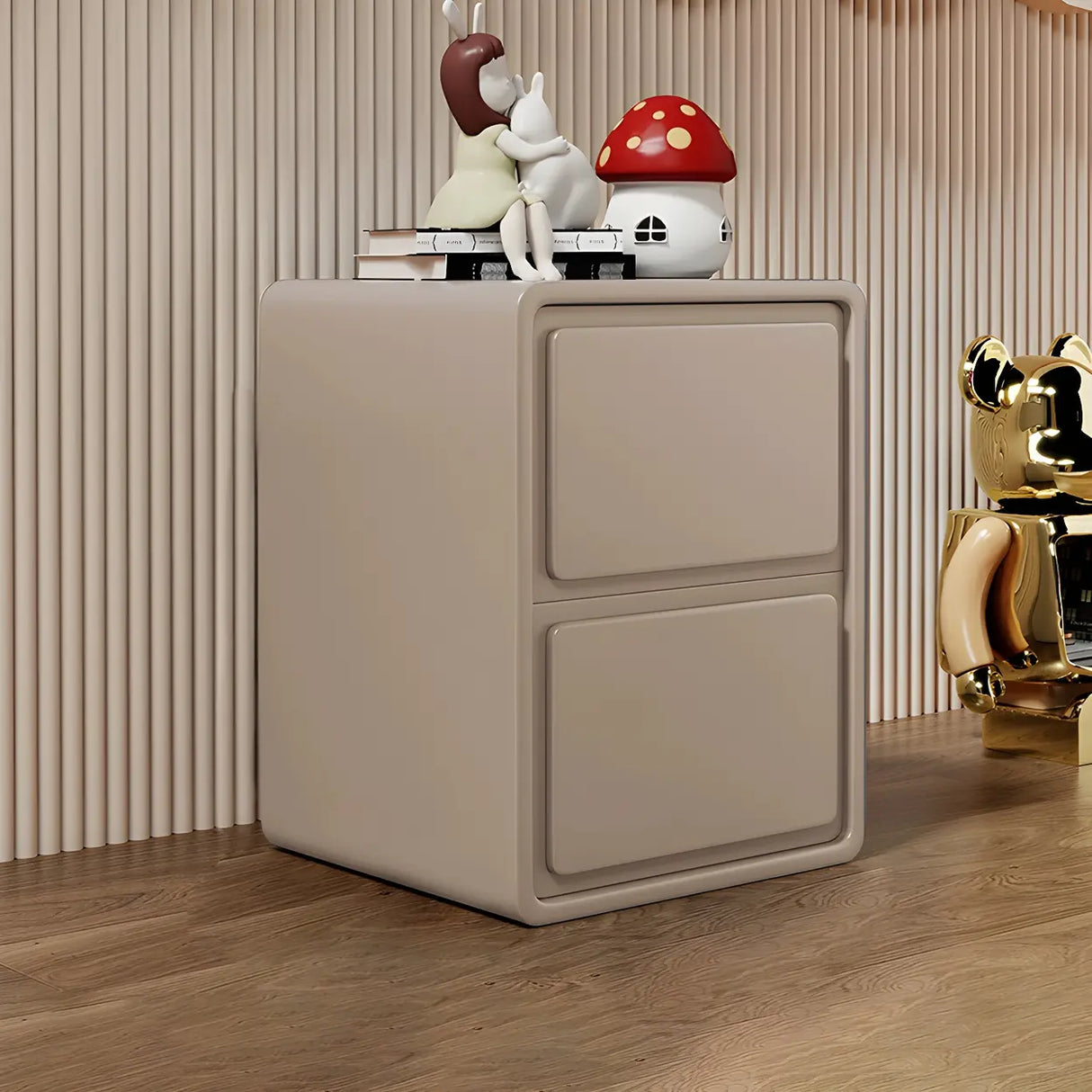 Morandi Theme Wood Drawers Storage Kids Nightstand Image - 13