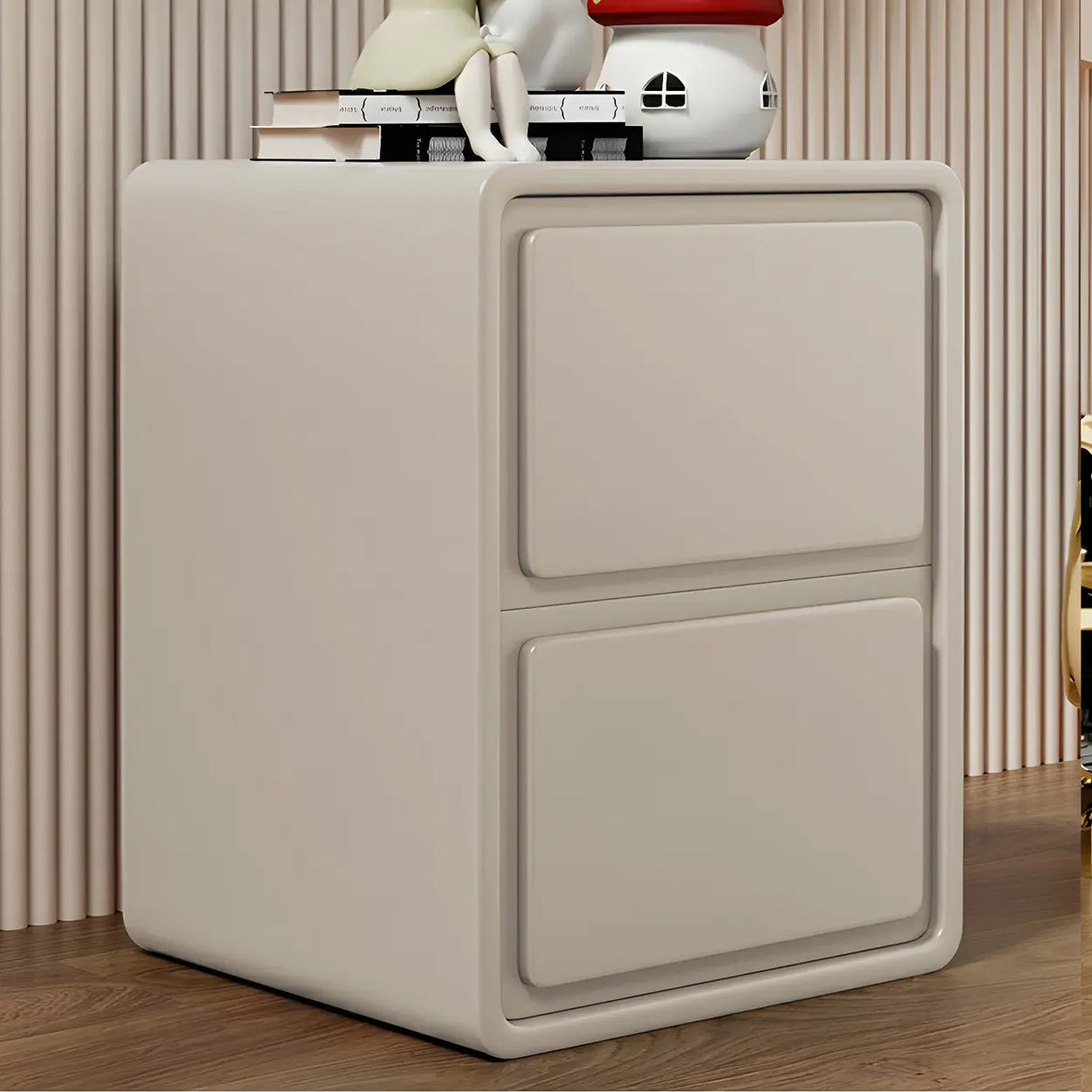 Morandi Theme Wood Drawers Storage Kids Nightstand Image - 8