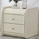 Morandi-Themed Faux Leather Nightstand with Two Drawers Image - 1