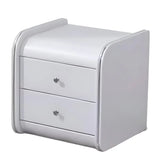 Morandi-Themed Faux Leather Nightstand with Two Drawers Image - 10