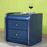 Morandi-Themed Faux Leather Nightstand with Two Drawers Image - 11